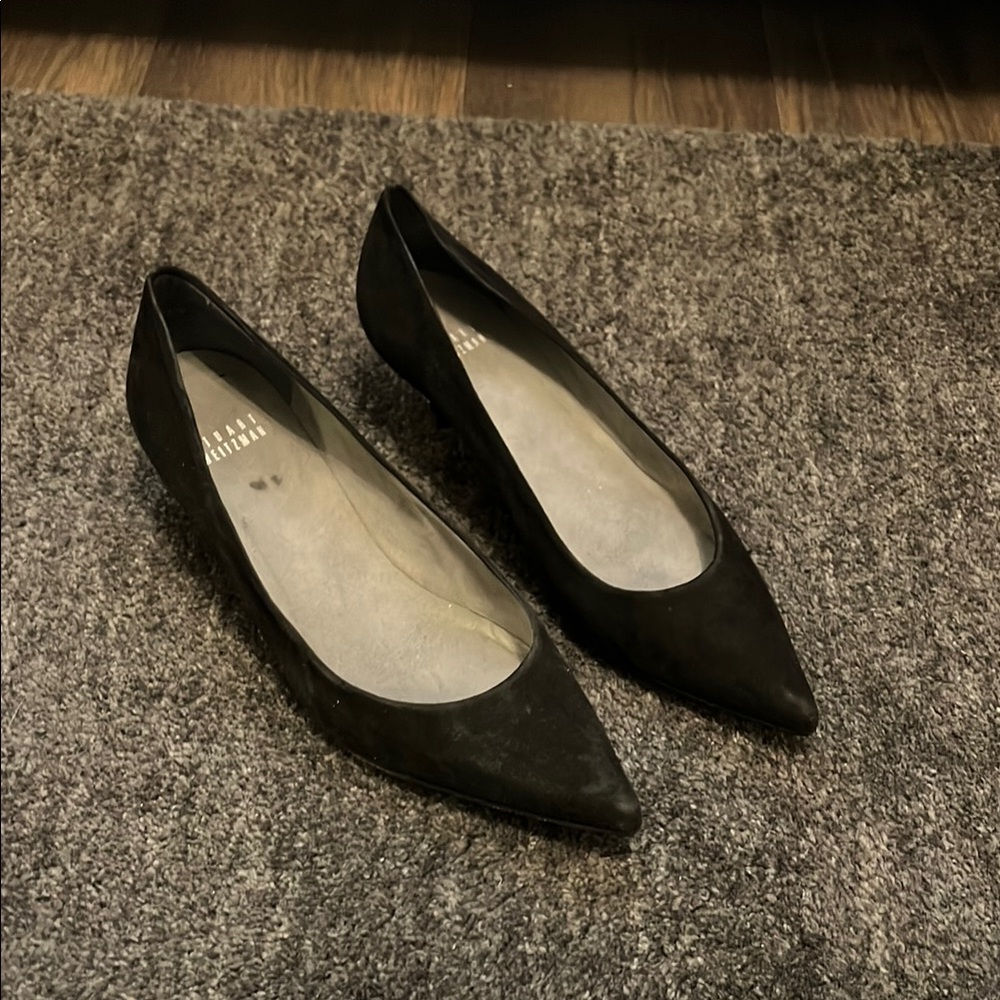 Stuart Weitzman Black Suede Kitten Heels